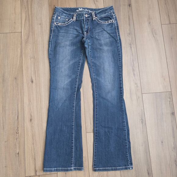 Miss Chic Jeans Bootcut Embellished Patch Pockets Jeans Junior Size 9 - Picture 3 of 8